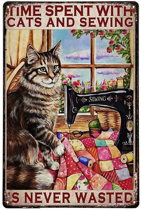 Panneau En Métal Vintage Chats Dansent Décoration Murale