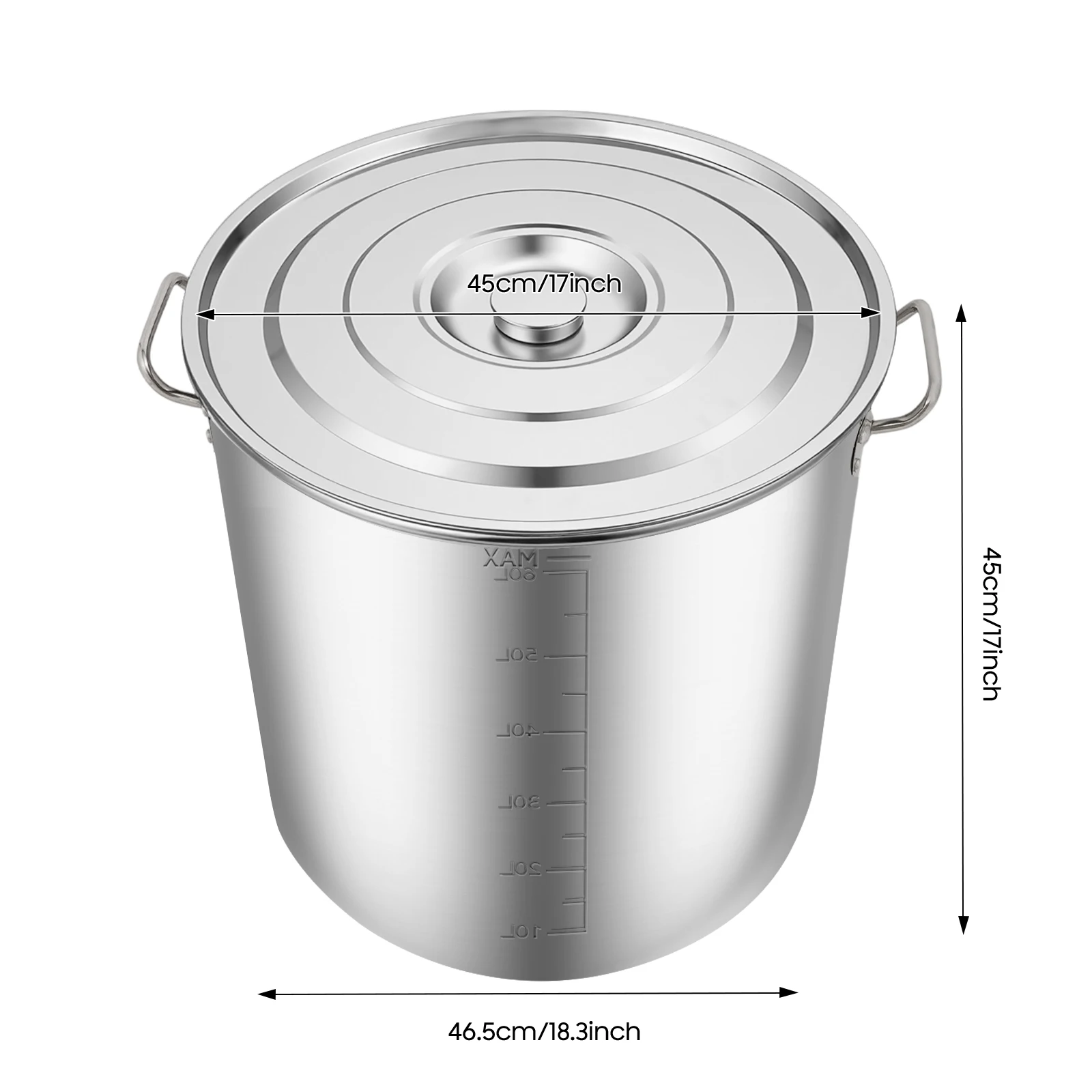 70L Suppentopf, 201 Edelstahl-Eimer, Kommerzieller Suppentopf 45cm Durchmesser, Großer Kochtopf für Restaurant-Catering-Küche – Detail 1