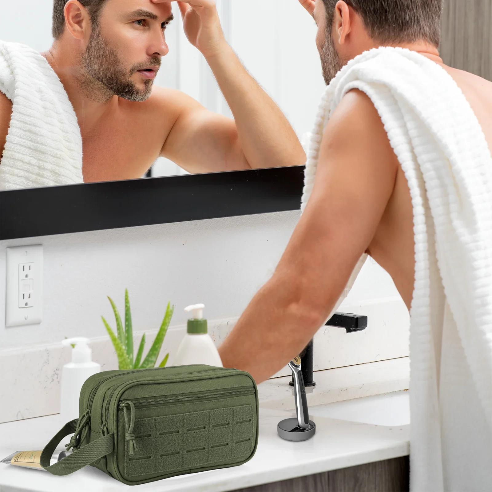 Tactical Toiletry Bag For Men Hygiene Bag Travel shower Waist Backpack Tool Molle Pouches Small Dopp Kit Mens Shaving Kit