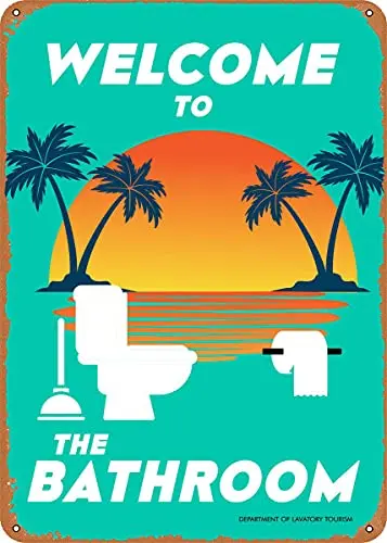 

Bathroom Tropical Vintage Look Metal Sign Patent Art Prints Retro Gift 8x12 Inch
