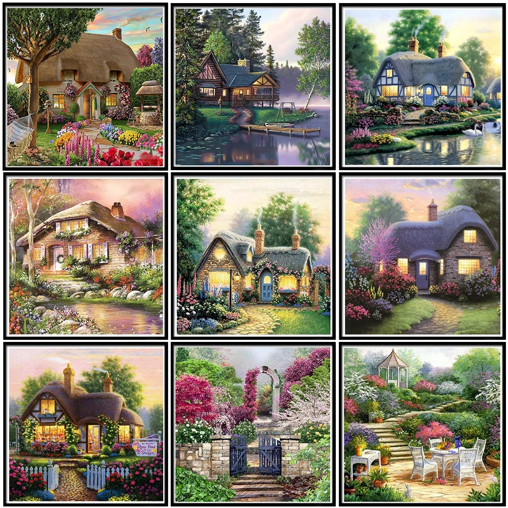 

5D DIY new diamond paintings full of diamonds landscapes cottages diamond paintings rhinestone embroidery cross stitch home deco