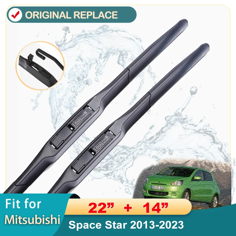 

Автомобильный стеклоочиститель для Mitsubishi Space Star 2013-2023, передние стеклоочистители, мягкие резиновые стеклоочистители, стеклоочистители 22 дюйма + 14 дюймов 550 мм + 350 мм