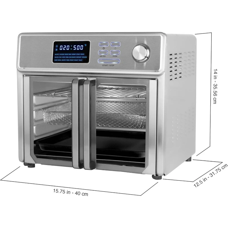 Digital Air Fryer Oven,26 Quart,10-in-1Countertop Toaster Oven Air Fryer Combo-21Presets Up To 500degrees,Includes 9Accessories 6