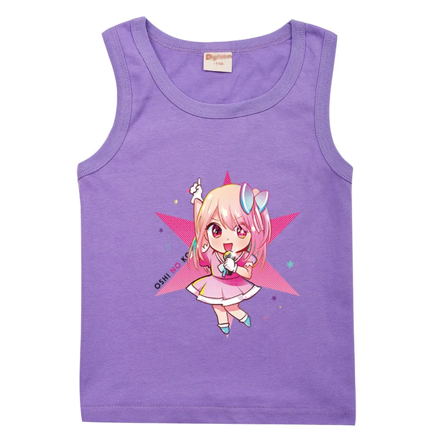 

Anime Oshi No Ko T Shirt Kids Hoshino Ai Cosplay Clothes Baby Girls Sleeveless Vest Boys 100% Cotton Tank Tops Children Clothing