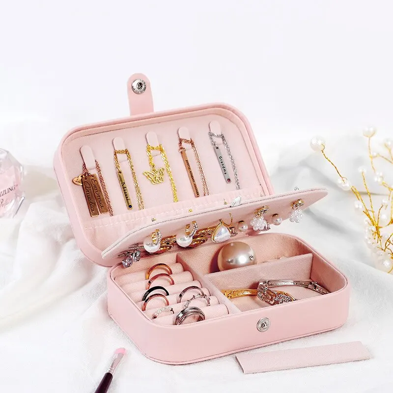Portable Travel Jewelry Box Necklace Earrings Ring Jewelry Organizer