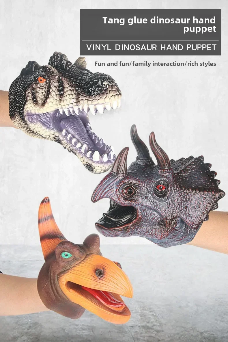 Handpuppen Dinosaurierkopf Modell Spielzeug T-Rex Dino Park Puppen Dinosaurier Welten Stofftier für Geschenke – Detail 4