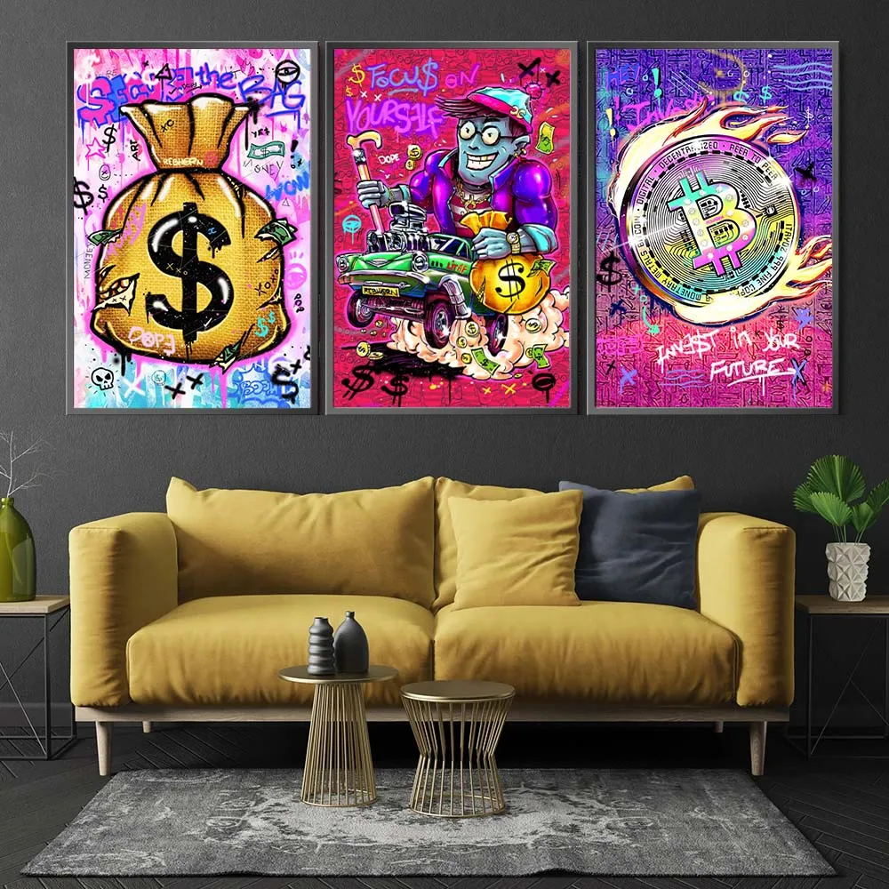 BitcoinPosterandPrintGraffitiStreetArtCanvasPaintingPopWall