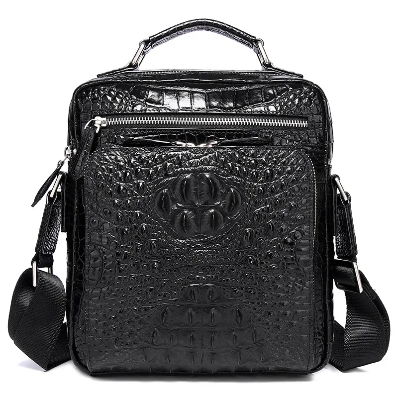 

2024 New alligator Genuine Leather Men Crossbody Bag Casual Business Leather Men's Messenger Vintage Shoulder Handbags Bags