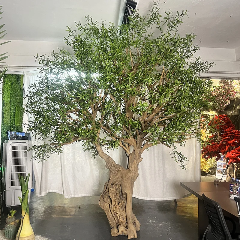 צמחי זית שחורים מלאכותיים מתכתיים בעלי זכוכית סינטטית באורך 7 רגלים עד 6 רגלים, עשויים בעבודת יד