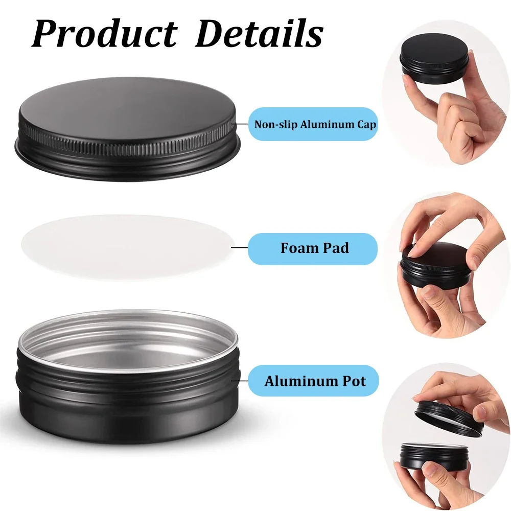 Aluminum Tin Jars Containers Leak Proof Cosmetic Tin Jars Containers Round Screw Lids Empty Refillable Cosmetic 12PCS storage jar