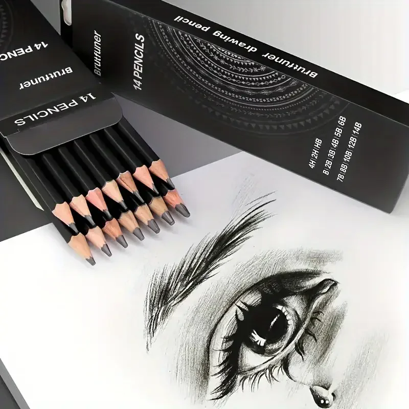 Professional Art Drawing and Sketching Pencil Set 4H/2H/HB/B/2B/3B/4B/5B/6B/7B/8B/10B/14B Writing Stationery - 3