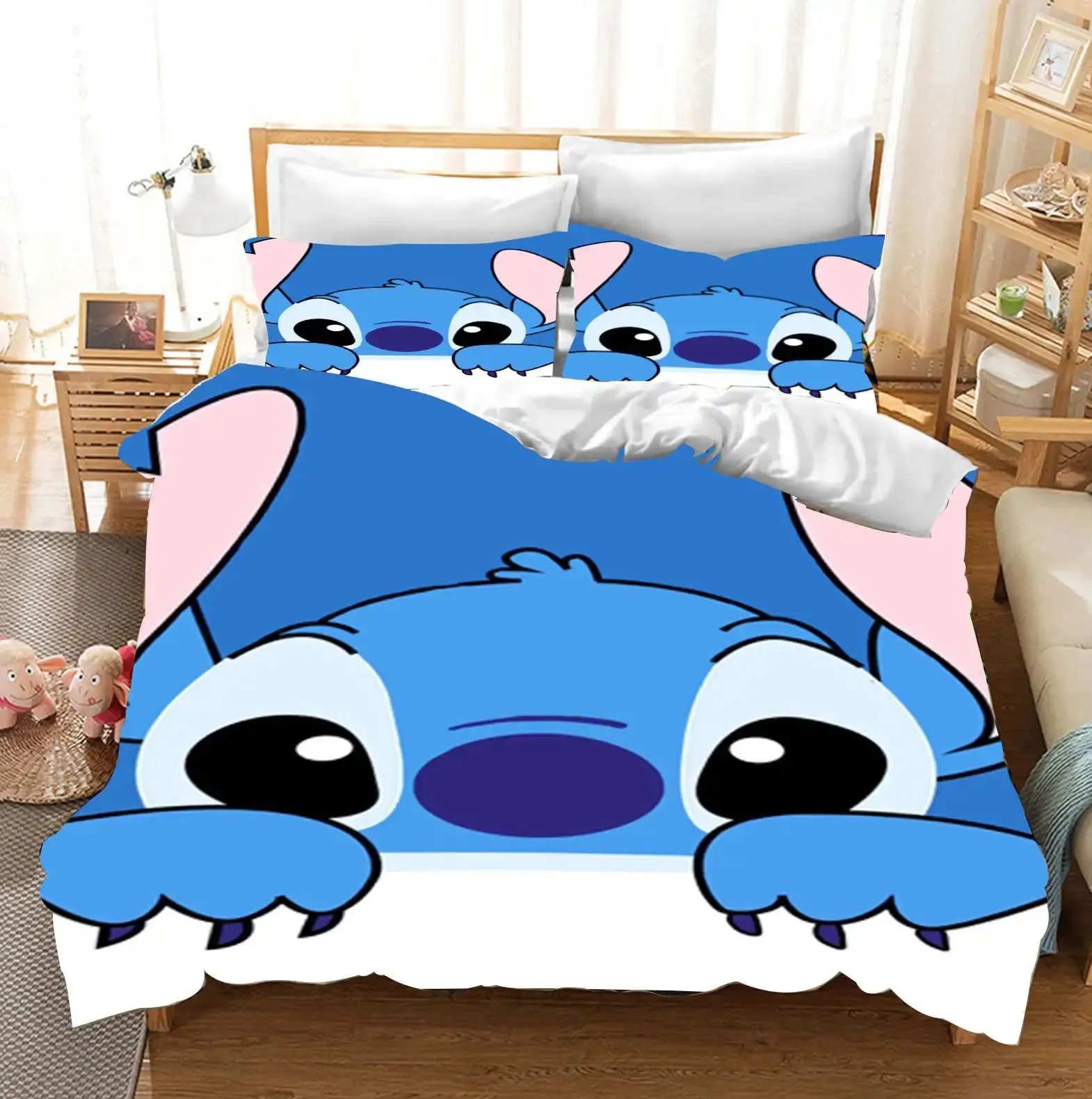 Disney Cotton Stitch Duvet Cute Printed Cartoon Quilt Cover Luxury Bedding 3d Children'S Bedding Set Queen Size Modern Home