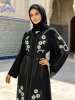 110438-b5581e.jpg Robe longue Kaftan Abaya africaine en strass avec écharpe couleur terre cuite, manches chauve-souris, tenue de soirée modeste pour femme musulmane, pour l'Aïd et les mariages