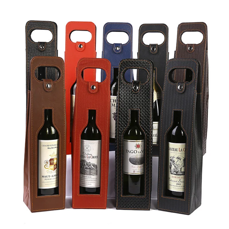 LeatherRedWineBoxHandbagClassicReusablePortableWineBottle