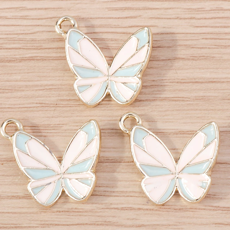 10 Stück 20x20mm Cartoon-Emaille-Tier-Schmetterlings-Anhänger für die Schmuckherstellung von Halsketten, Ohrringen, Armbändern und DIY-Bastelzubehör
