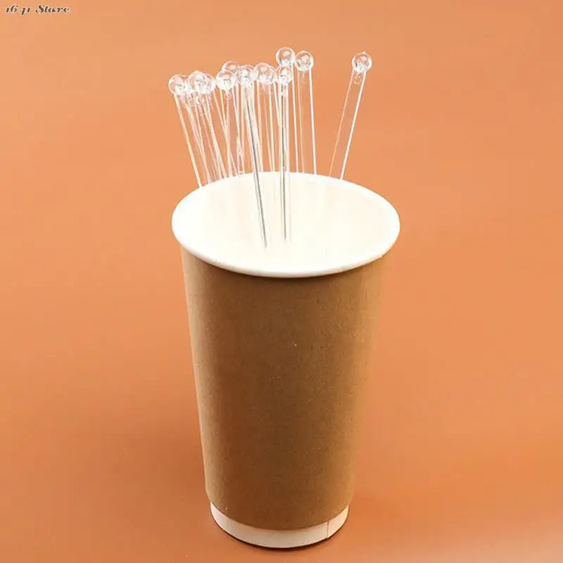 1/100Pcs Round Head Plastic Stirring Mixing Sticks Transparent Cocktail Drink Bar Muddler Ladle Stirrer Swizzle Stick Barware