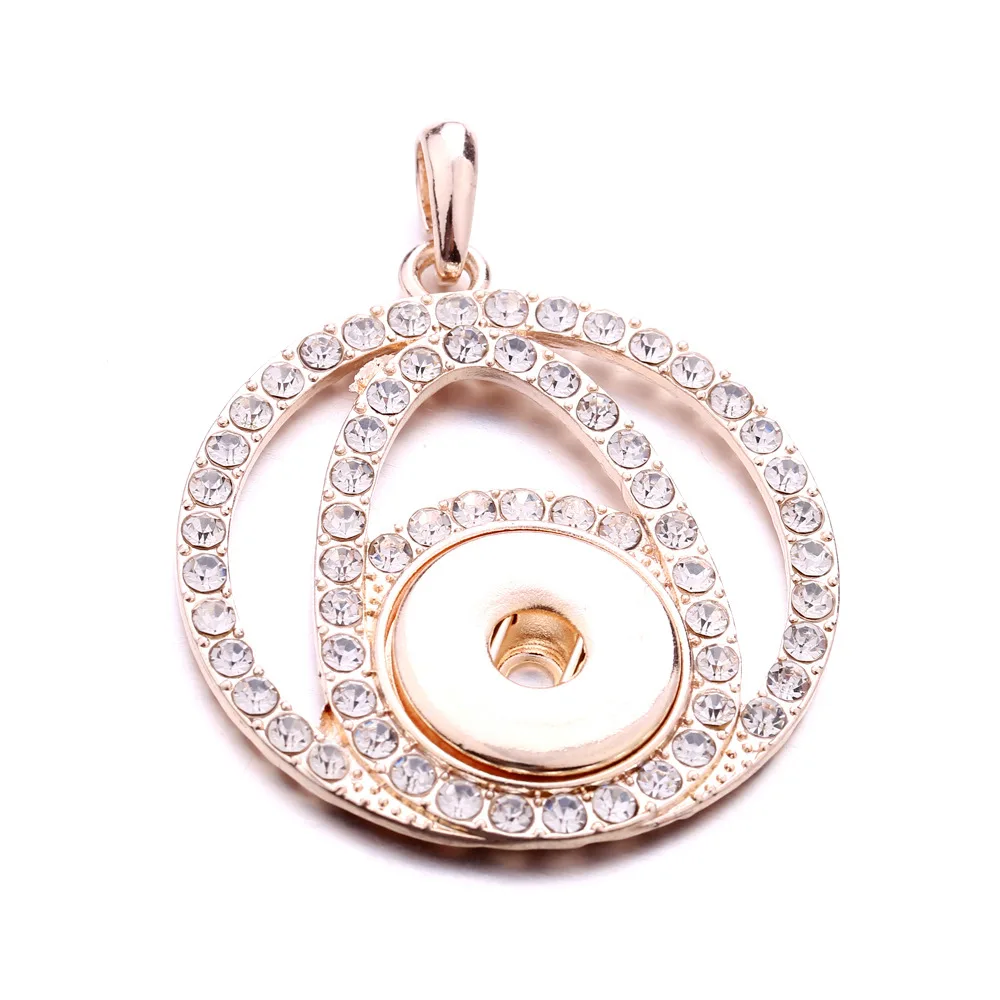 10pcs New Style Metal Crystal Flower Round Snap Button Pendant Necklace Fit 18MM Snap Buttons Jewelry For Women