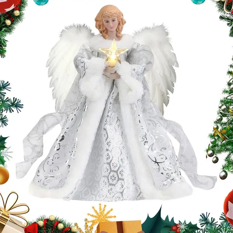 

Creative Christmas Angel Tree Topper Delicate Angel Statue For Indoor Office Christmas Tree Ornaments New Year Party Accessories