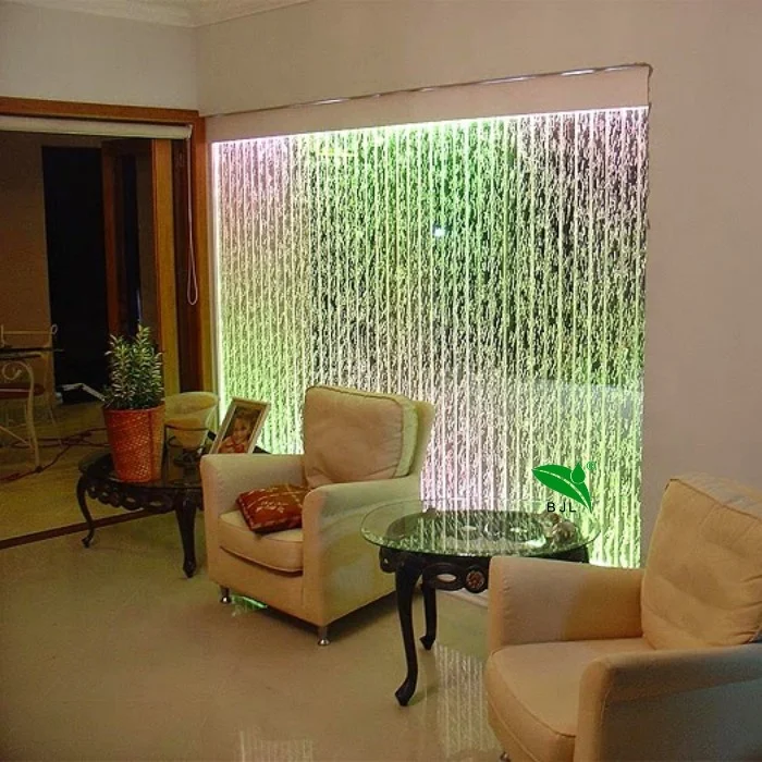 맞춤형 바닥 설치형 아크릴 댄싱 워터 분수 버블 패널 벽 멀티 컬러 LED 조명