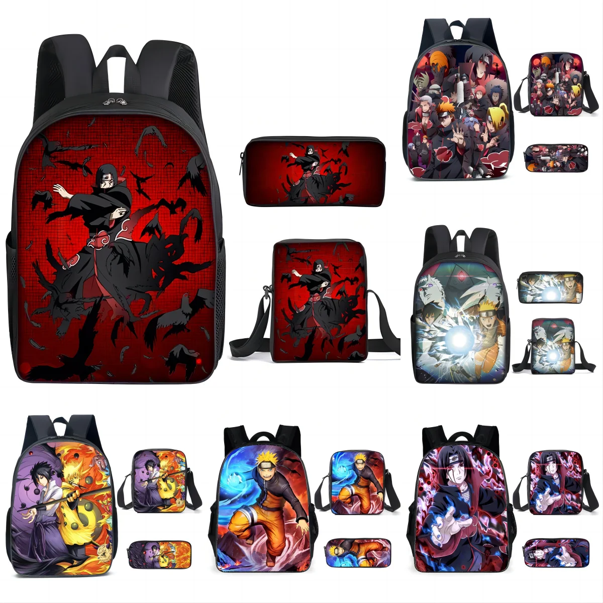 

3pcs Naruto Backpack Shoulder Bag Pencil Bag 28 Styles Baby Girl Backpack Cute Bags for Girls Christmas Birthday Gifts for Kids