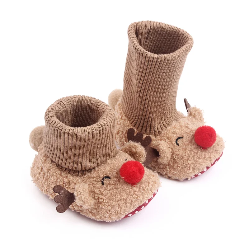 Winter Christmas Shoes Baby Prewalking Soft Cotton Cute Design Warm and Comfortable for Toddler Kids Party Shoes NewFashion