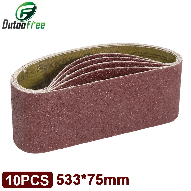 10PCSSet53375mmSandingBelts120320GritsWoodSoftMetal