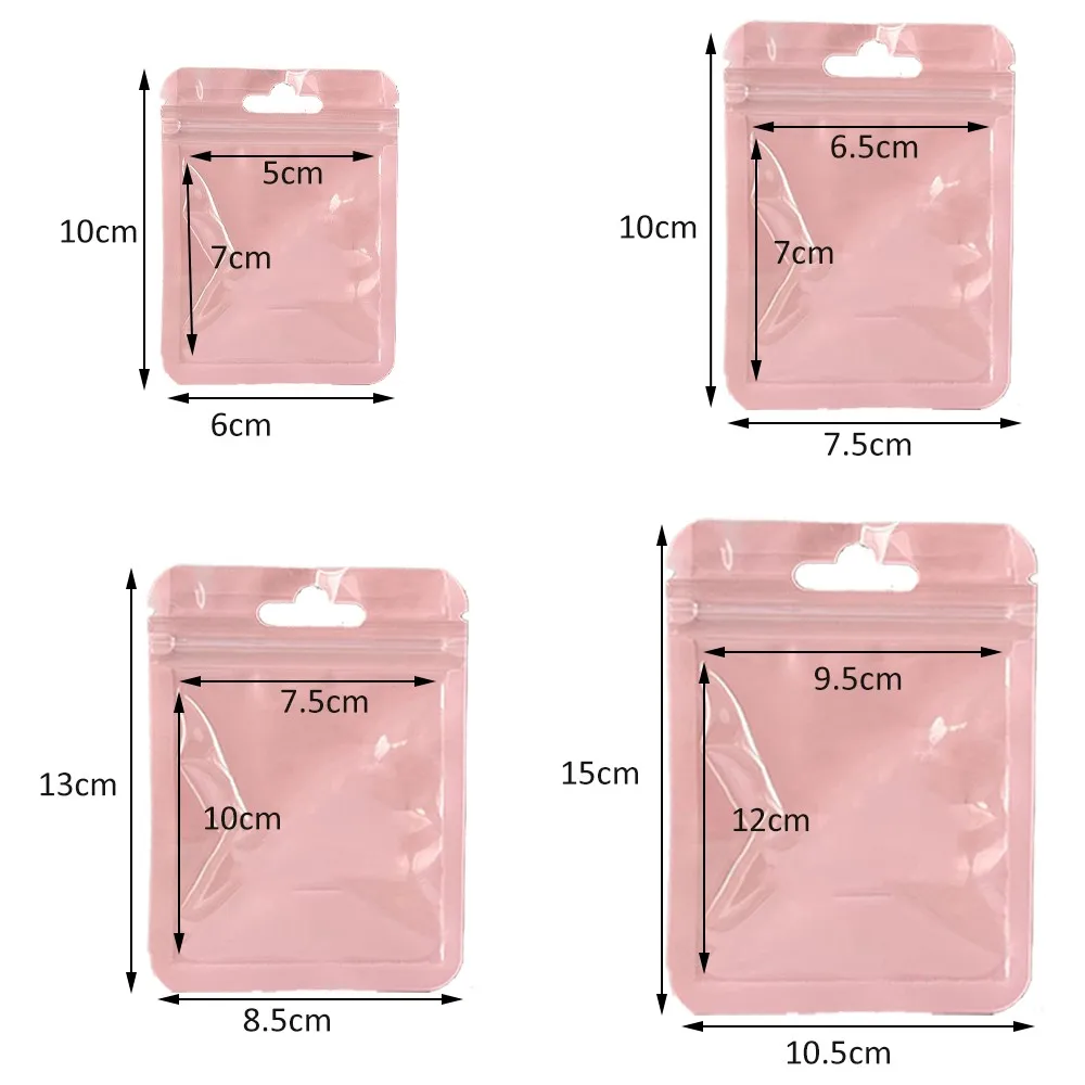 50pcs Charming Resealable Foil Zipper Pouches for Jewelry Storage and Packaging Solutions