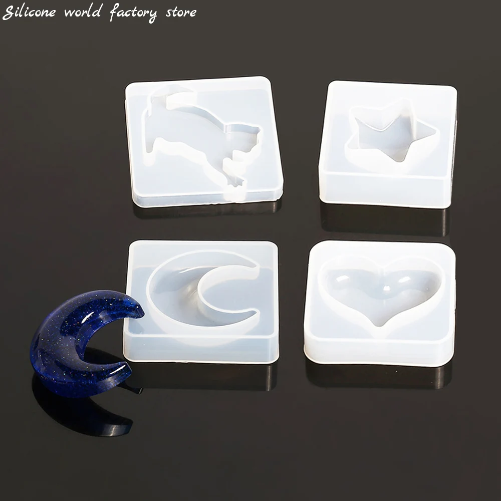 Silicone world Pentagram Moon Heart Cat Shaped Pendant Casting Silicone Mold Crafts Keychain Making Crystal Epoxy Resin Mold