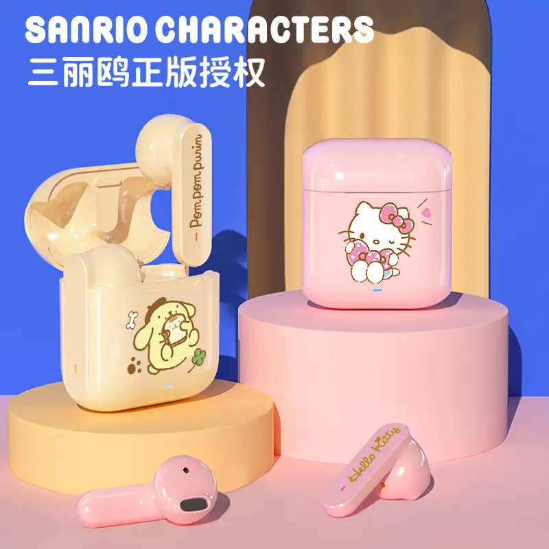 

Sanrio Hello Kitty Cartoon Mini Bluetooth Headphones Cute Pink Cinnamon Roll Headphones Anime Creative Bluetooth Headphones