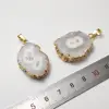 FUWO Wholesale 5Pcs Natural Stalactite Flower Pendant,Golden Plated Irregular White Crystal Accessories For Jewelry Making PD262 4