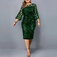 Elegant Sequin Plus Size 4XL 5XL Women Midi Dress Sexy Casual Evening Party Dresses Gown Wedding Luxury Robe Rouge Vestidos - Image 6