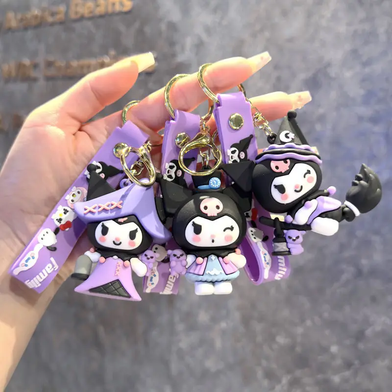 귀여운 고딕풍 PVC 키체인 가방 펜던트 인형 반항적인 쿠로미 펜던트 자동차 키체인 남아 여아 생일 선물