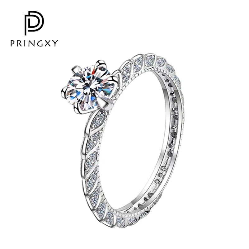 

PRINGXY 2023 Round 100% 925 Sterling Silver Ring Cubic Zircon Wedding Bridal Luxury For Women Anniversary Fine Jewelry Dinner