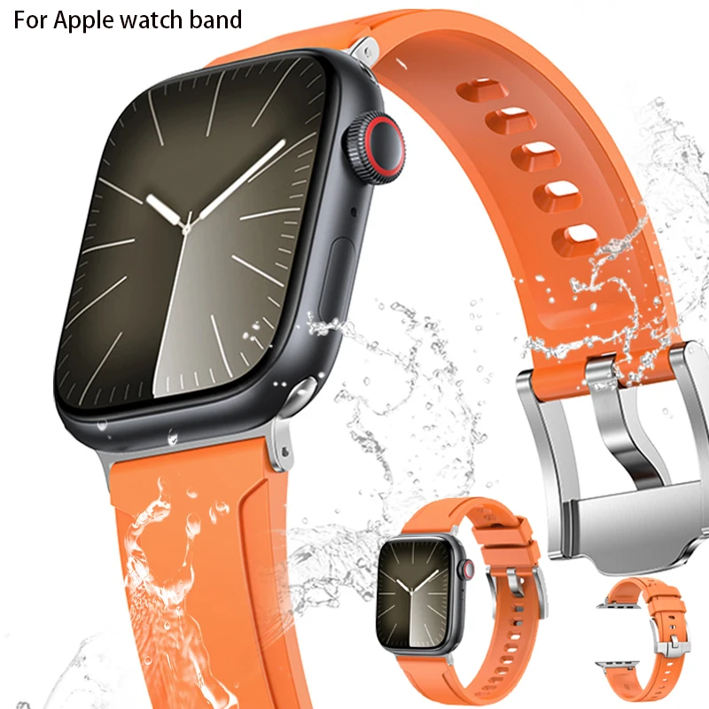 

Ремешок резиновый для Apple Watch Band 9 8 7 SE 6 5 Ultra2 49 мм 45 мм 44 мм 40 41 мм