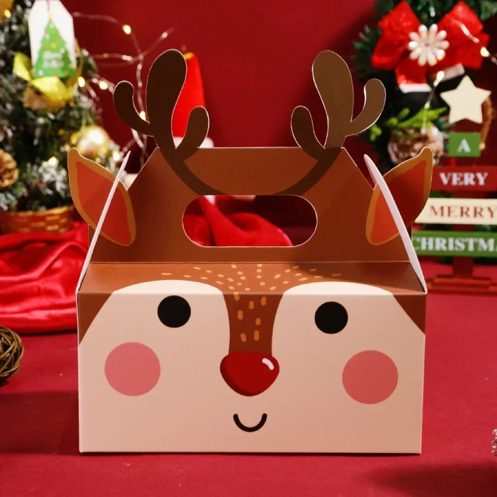 100PCS Christmas Candy Box Christmas New Creative Cute Candy Square Gift Box Hand-carrying Cookie Cake Pastry gift boxes