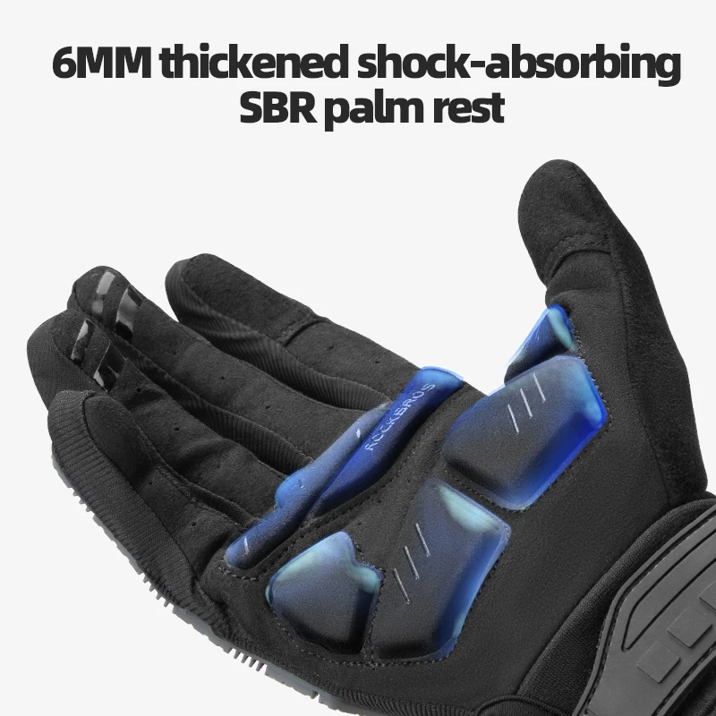 ROCKBROS Cycling Gloves SBR Thickened Pad Shockproof Breathable GEL Bike Gloves Winter Warmer Full Finger Sport MTB Gloves 4