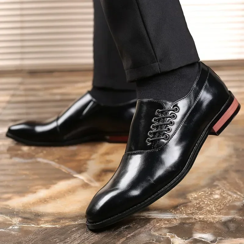 Business Dress Men Shoes Square Toe Leather Shoes Party Wedding Men Quality Gentleman Shoess 48 Casual Man Office