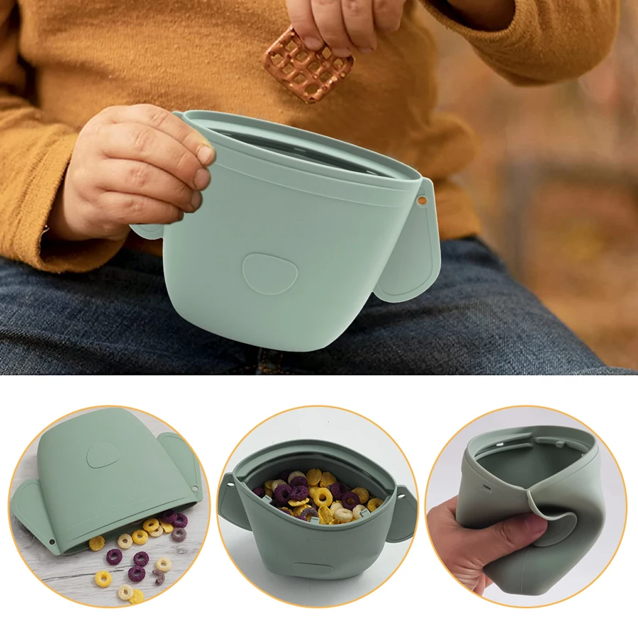 Portable Baby Snacks Bag Reusable Silicone Food Container For Newborn Waterproof Cartoon Animals Food Bag Baby Stuff