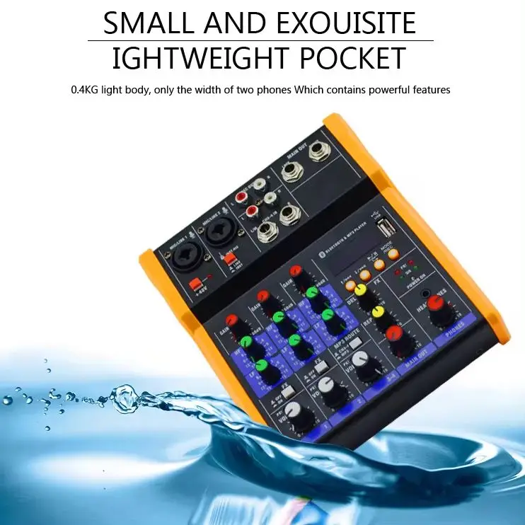 G4 Wireless 4-channel Audio Mixer Portable Sound Mixing Console USB Interface MP3 Computer Input 48V Phantom Power Monitor