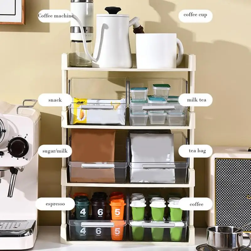 

Coffee Pod Organizer Large Capacity Tea Bag Holder Tea Bag Shelf Organizer Multi-Layer Capsule Storage Box Kitchen Organizer