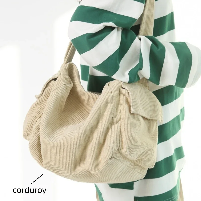 

Вельветовая текстильная Большая вместительная мягкая Сумочка Хобо через плечо для колледжа винтажная школьная сумка через плечо для темных колледжей