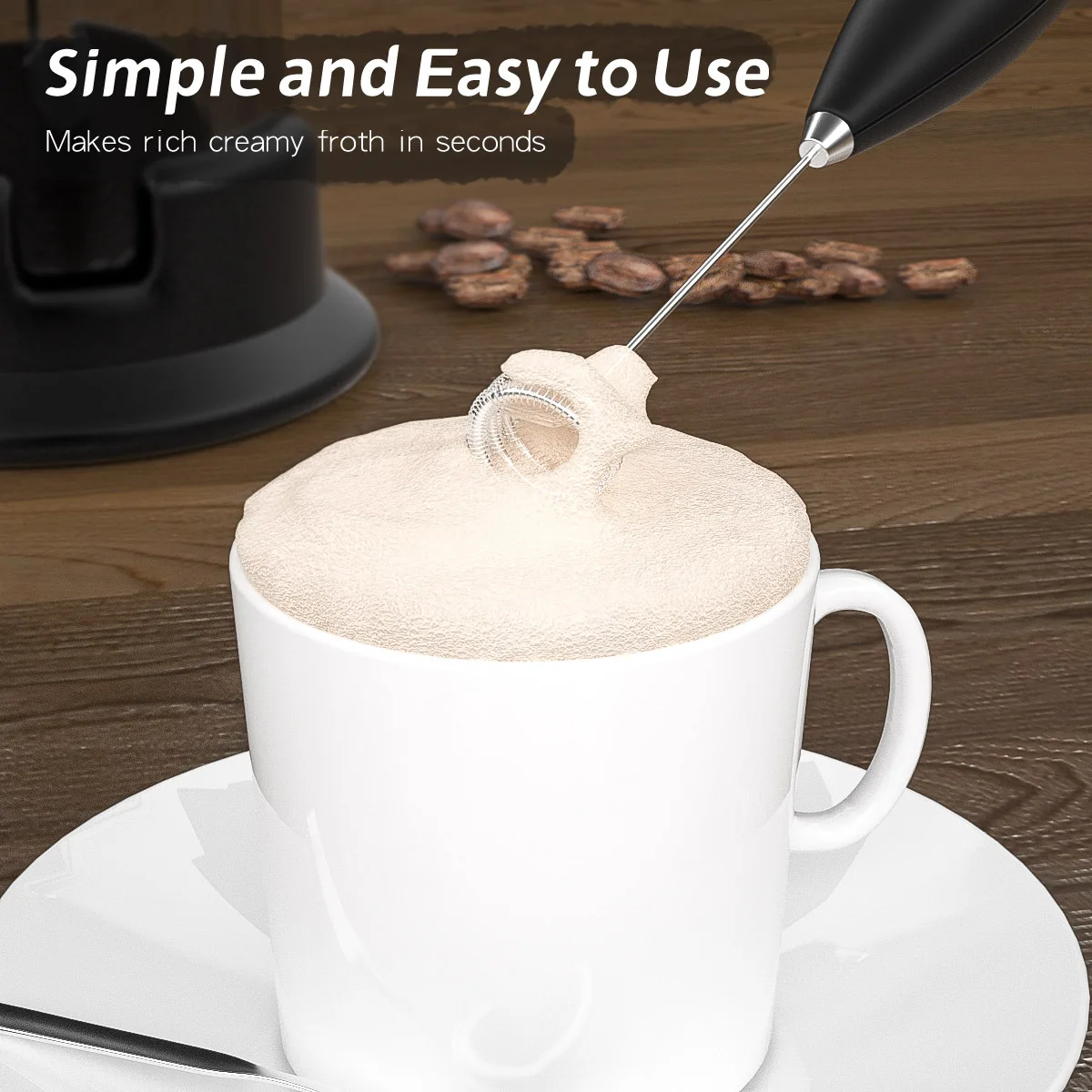 Milk Frother Electric Milk Frother Handheld Mini Whisk for Coffee Latte Cappuccino Kitchen Tools Household Essentials