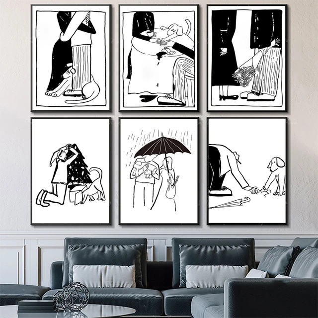 Retro Black White Poster Sexy Girl Lipstick Flower Decorative Paintings  Canvas Wall Art Pictures for Interior Elegant Room Decor