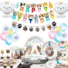 Cat Birthday Party Supplies,93pcs Birthday Decorations &Theme Tableware Set-Party Plates Napkins Tablecloth&Banner Balloons etc 1