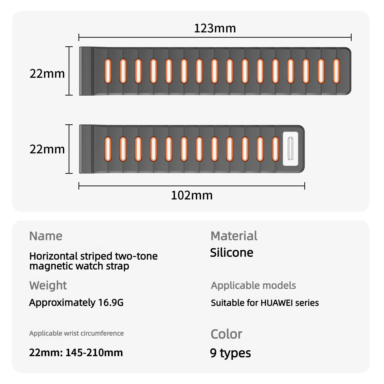 Premium 22mm Magnetic Watch Strap - Versatile Silicone Band Bracelet