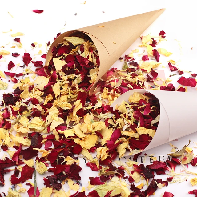 Wedding Confetti Cones 100% Natural Wedding Confetti Dried Flower Petals  Biodegradable Rose Petal Confetti with Tray Party Decor - AliExpress