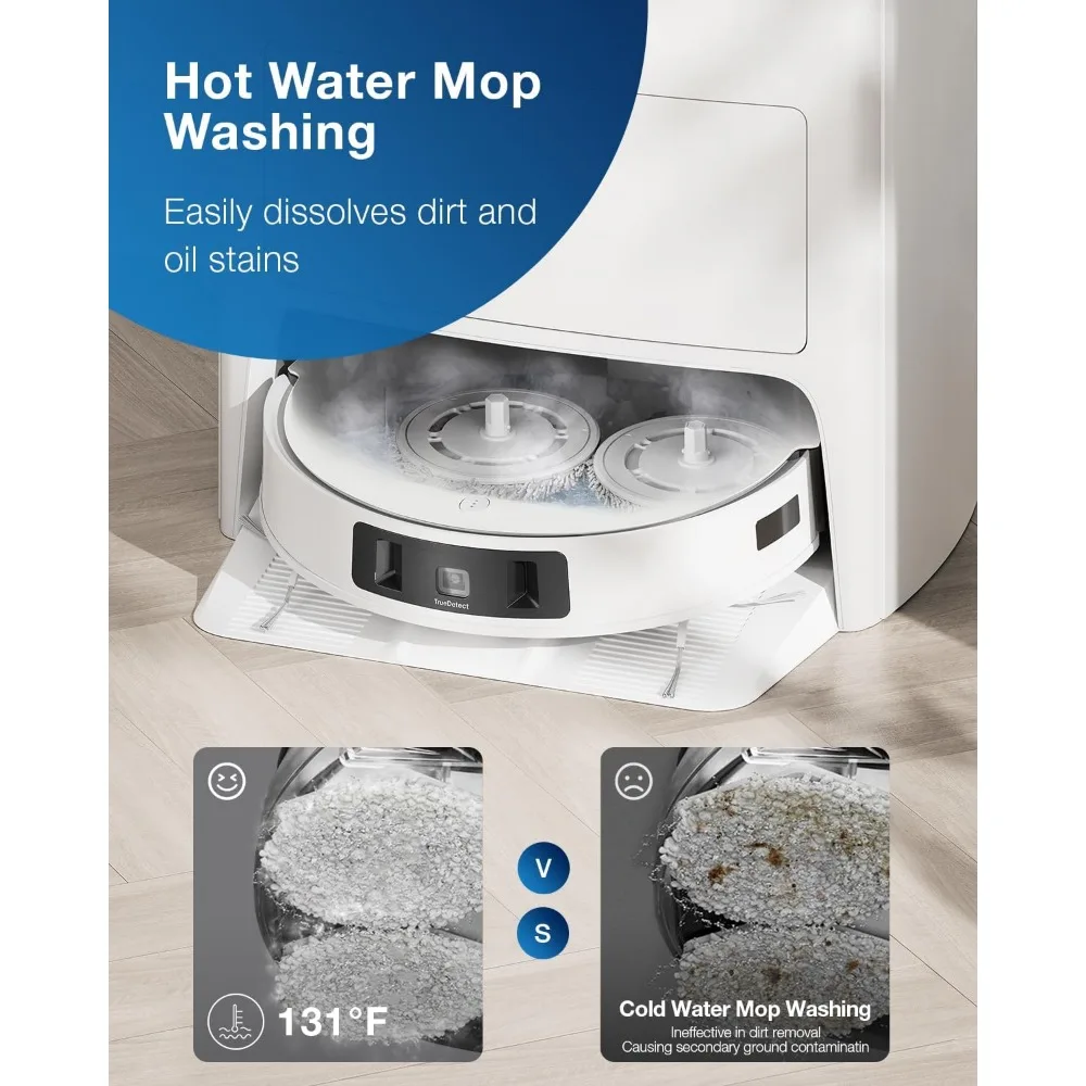 Commercial Washing Robots, 6000Pa Suction Hot Water Mop Washing & Auto Hot Air-Drying, 9mm AutoMop Lifting, Robot Vacuum And Mop