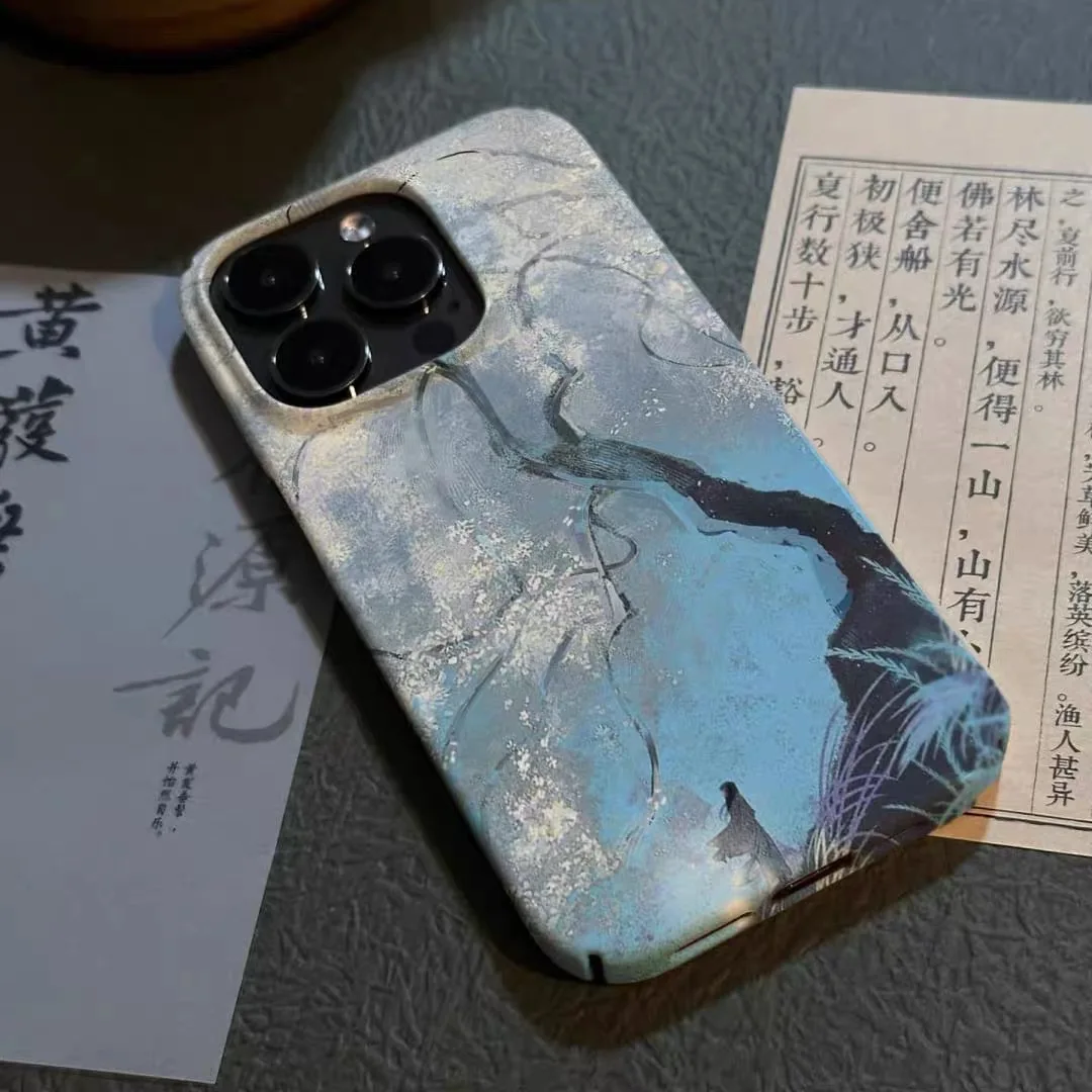 غطاء هاتف أكريليك بتصميم زهرة الشتاء الزرقاء العاك...