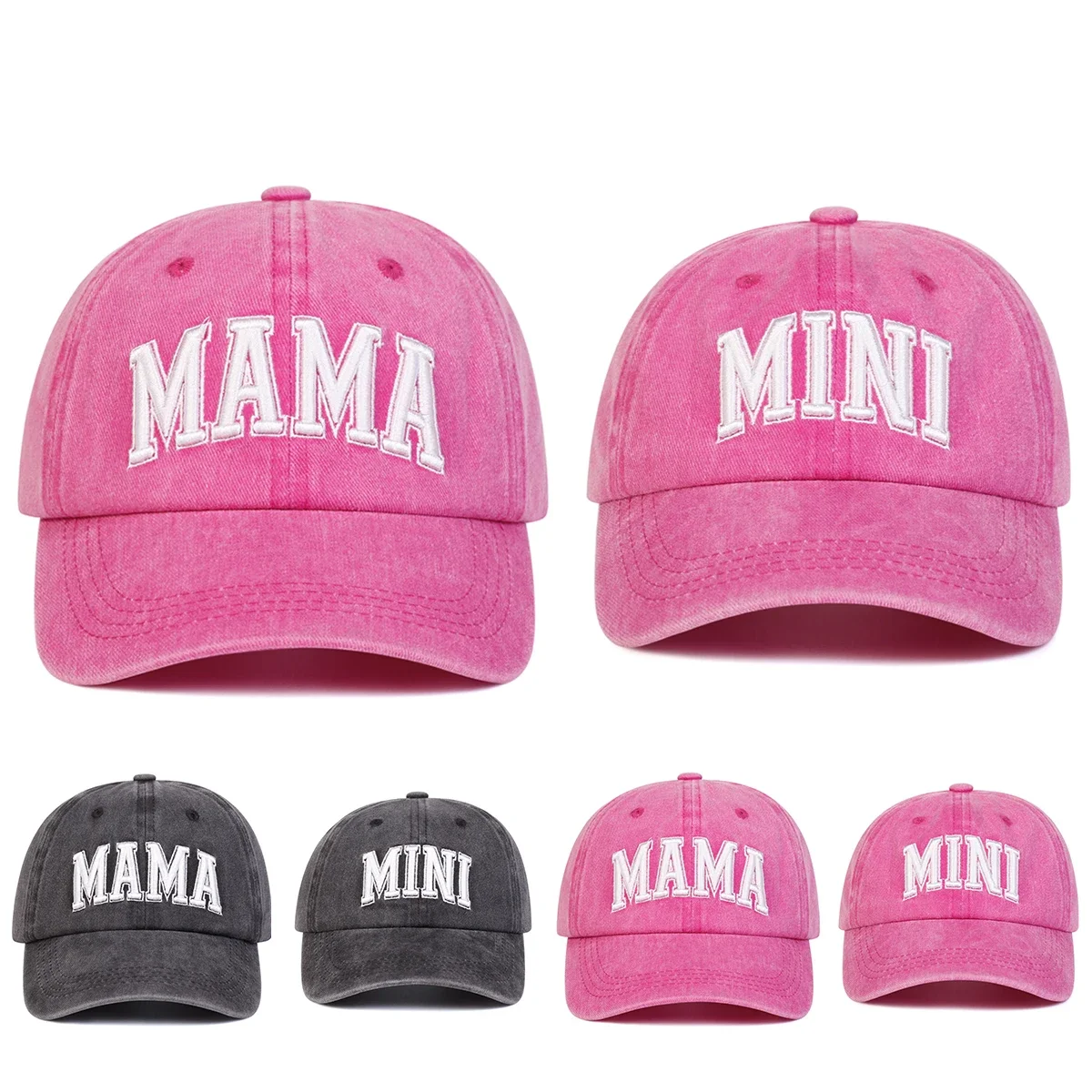Unisex Eltern-Kind MAMA/MINI Stickerei Waschbare Baseballkappen Frühling und Herbst Outdoor Verstellbare Freizeithüte Sonnenschutzhut