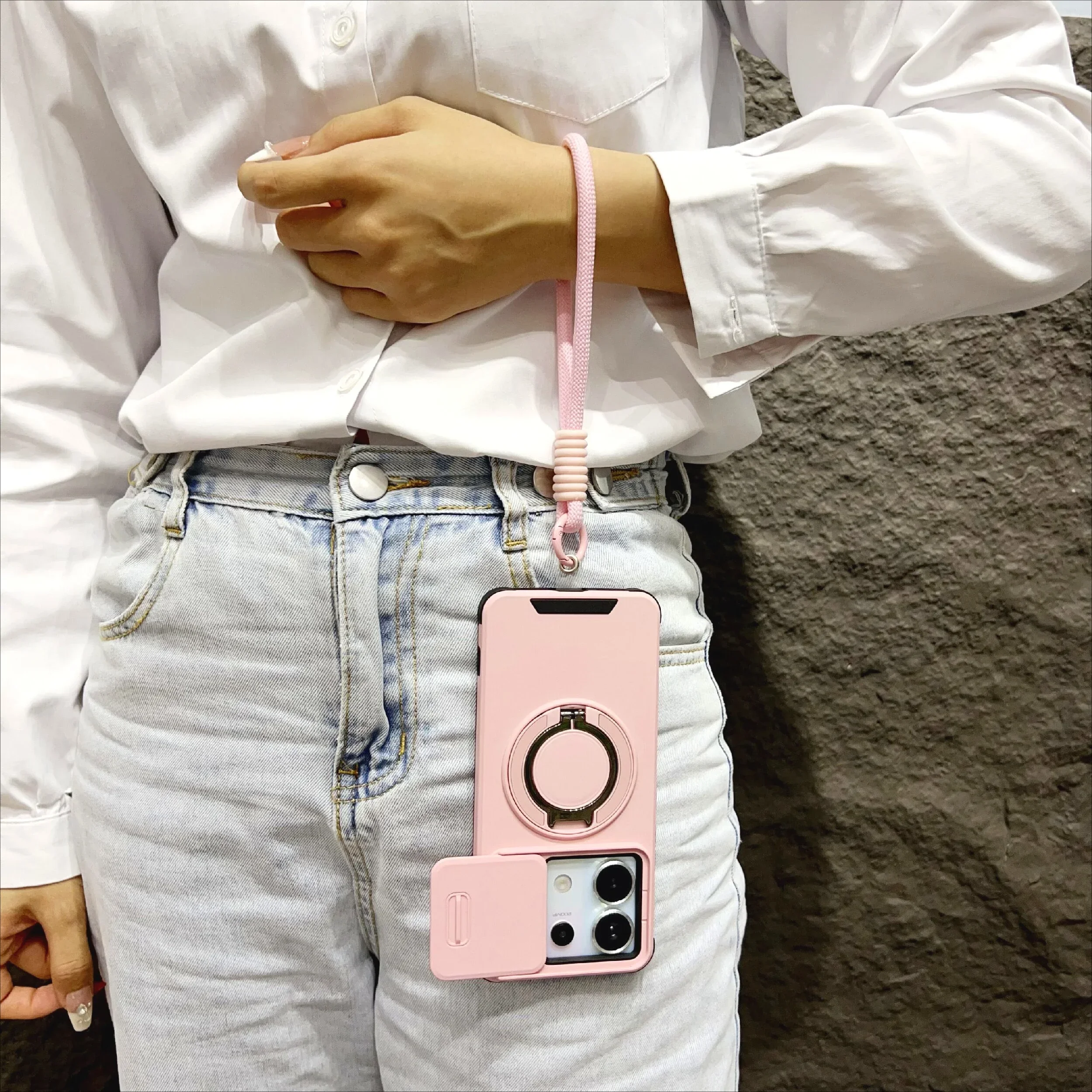 Armor Magnetic Case with Lanyard and Slide Camera Protection - Shockproof Cover
